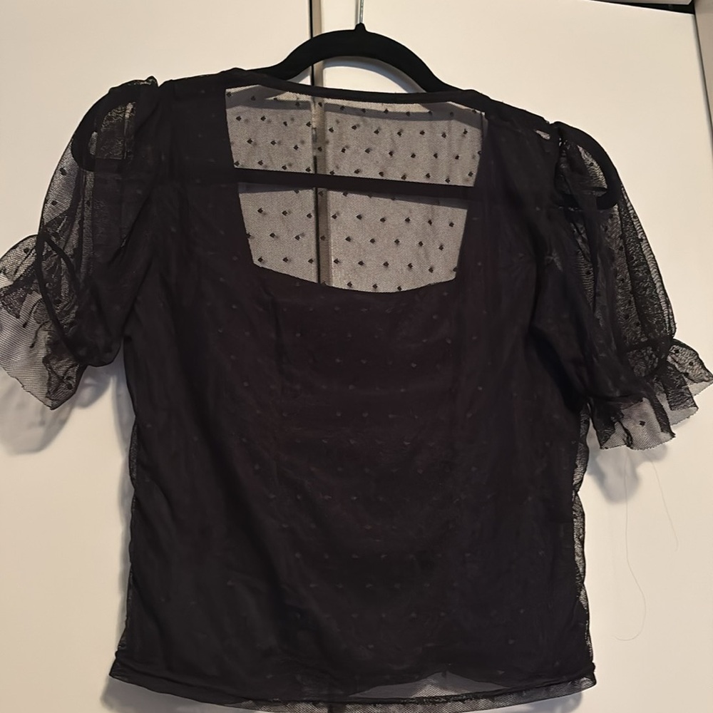 Square neck puff sleeve cropped top - Picture 5 of 5